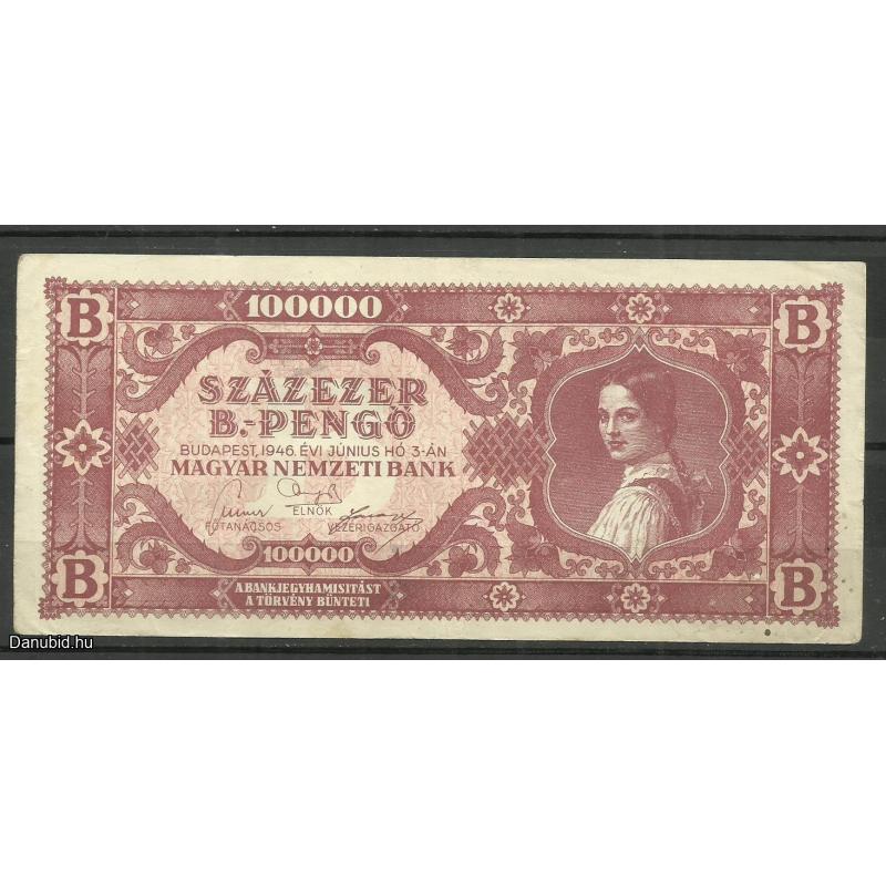 1946.- Százezer B.- pengő - 1 x hajtott - 100 000