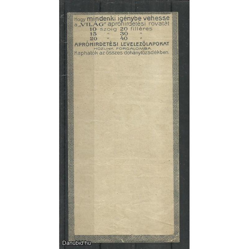 1920.- 1 db számolócédula -  Világ - politikai napilap