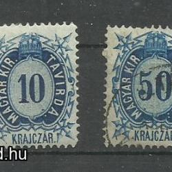 1873.- Távírda - bélyeg 2 db -10 és 50 krajczár