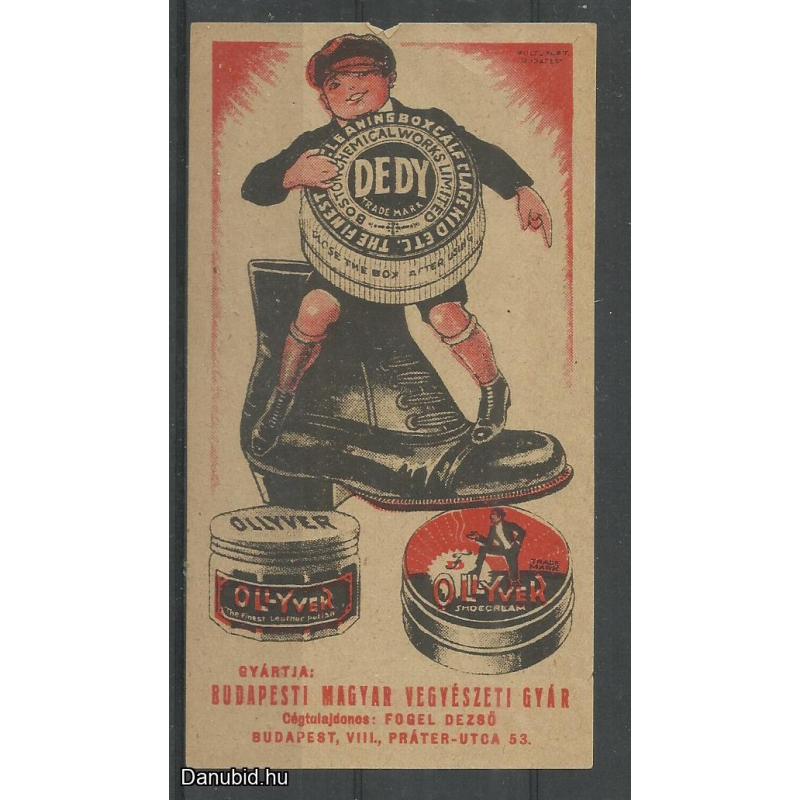 1920.-  1 db számolócédula - Dedy cipőkrém