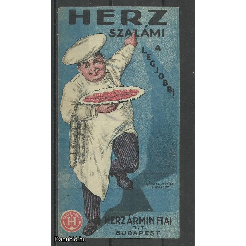 1920.- 1 db számolócédula -  Herz szalámi a legjobb