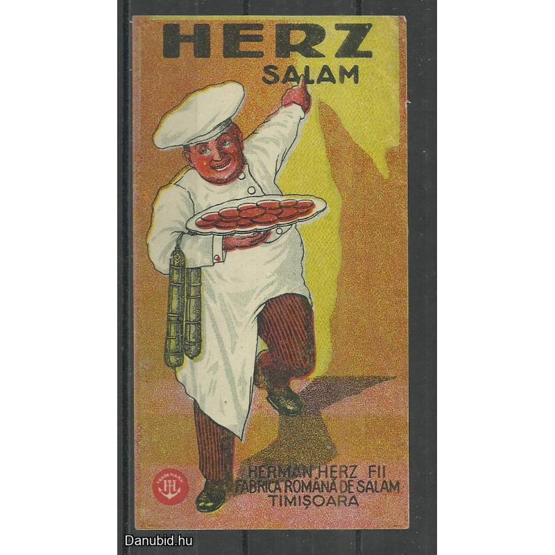 1920.- 1 db számolócédula -  Herz szalámi a legjobb - Timisoara
