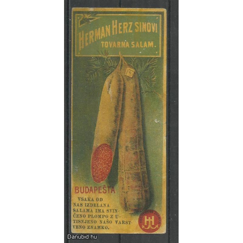 1920.- 1 db számolócédula -  Herz Ármin szalámi a legjobb