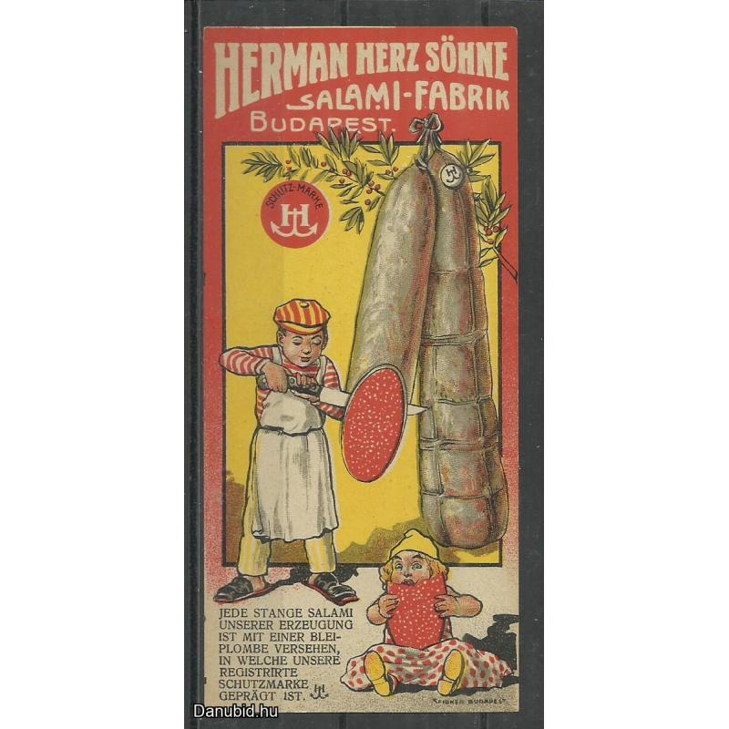 1920.- 1 db számolócédula -  Herz Ármin szalámi a legjobb