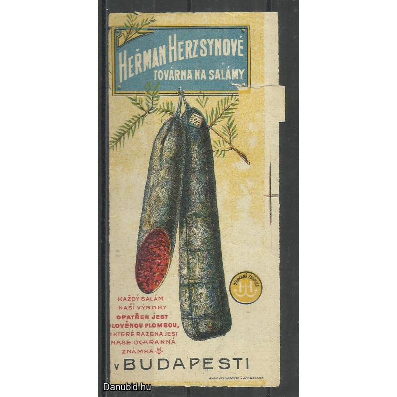 1920.- 1 db számolócédula -  Herz Ármin szalámi a legjobb