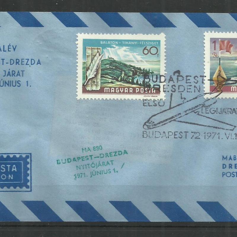 1971.- MALÉV - Aerogramm - Budapest-Drezda nyitó járat