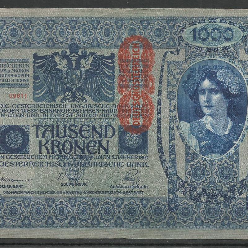 1902.- 1000 korona - Osztrák-Magyar bank - Deutschösterreich
