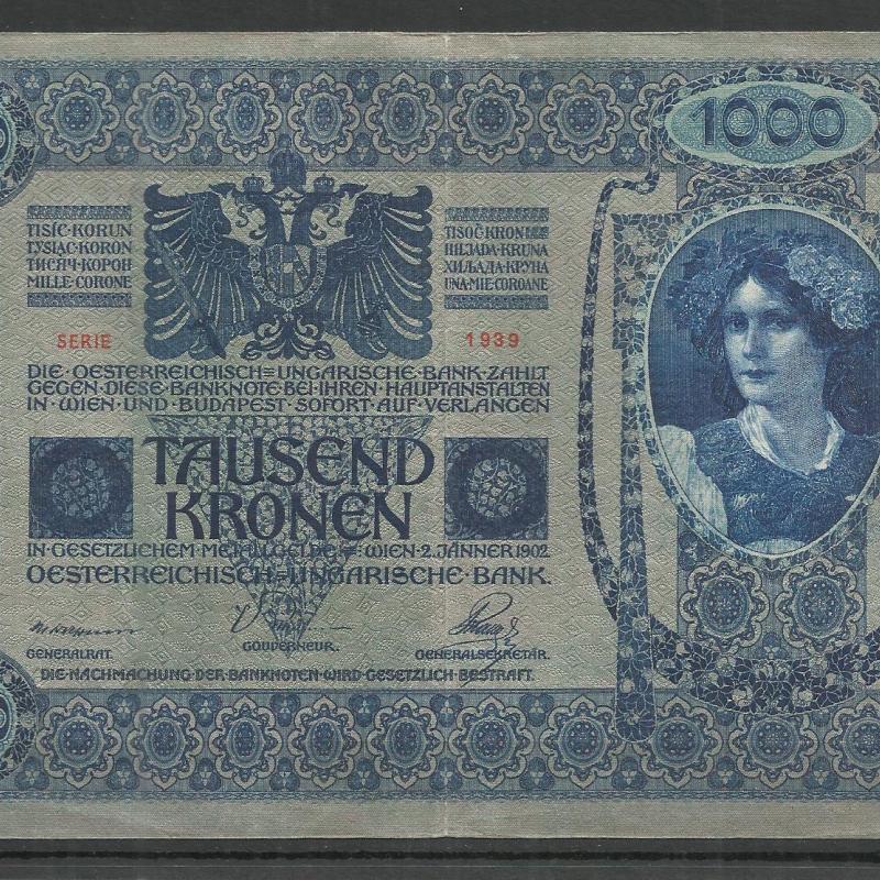 1902.- 1000 korona - Osztrák-Magyar bank - Deutschösterreich