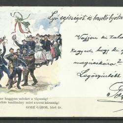 1900.- Göre Gábor - futott képeslap - Lyó egésségöt és hasolló lyókat