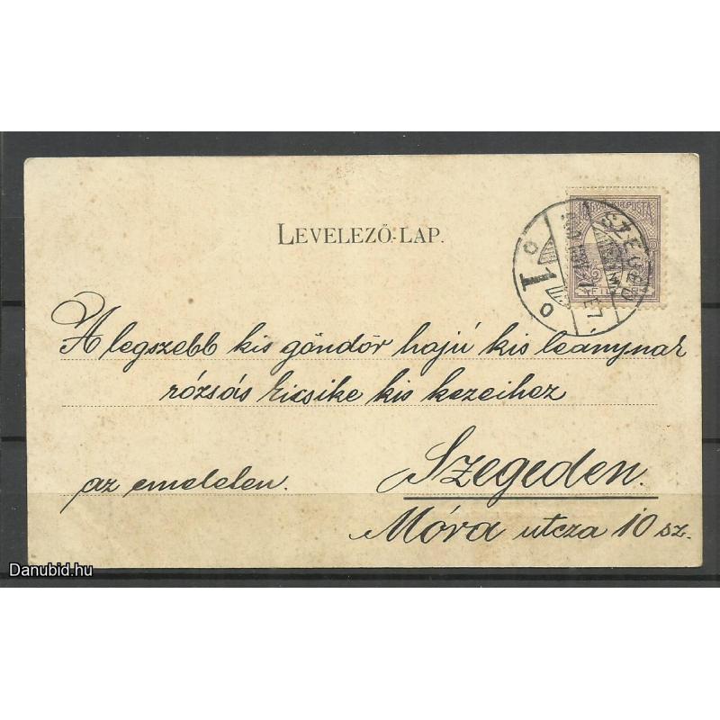 1900.- Göre Gábor - futott képeslap - Lyó egésségöt és hasolló lyókat