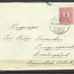 1896.- Levél - Kolozsvár - Barlang - liget - 5kr feketeszámú