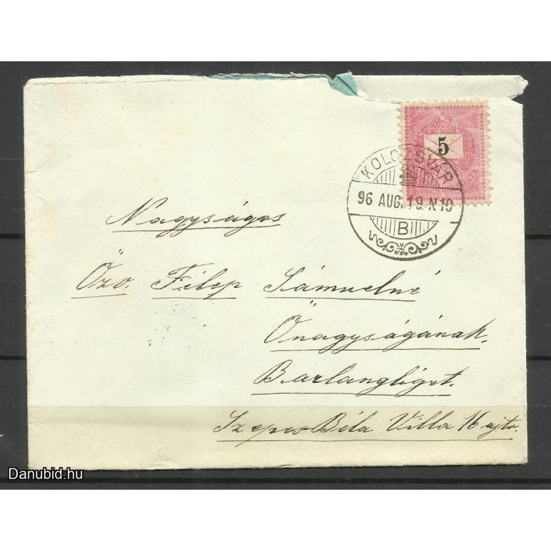 1896.- Levél - Kolozsvár - Barlang - liget - 5kr feketeszámú