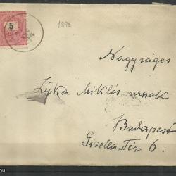 1892.- Levél - Varasdin -Budapest - 5kr fekete számú