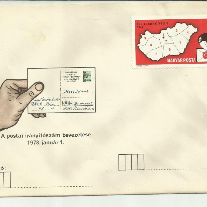 1973.- F.D.C. - nem futott - Postai irányítószám - boríték