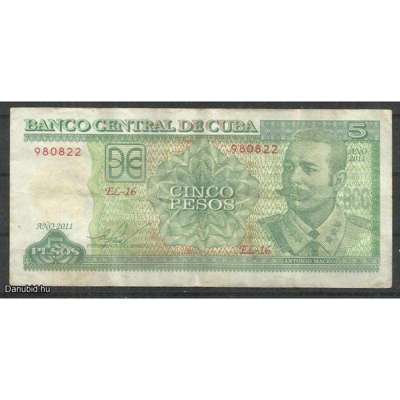 2011.- Kuba - 5 pezó papírpénz - használt