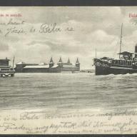 1905. - Gőzhajó állomás és uszodal - futott -képeslap - Balatonfüred