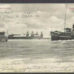 1905. - Gőzhajó állomás és uszodal - futott -képeslap - Balatonfüred