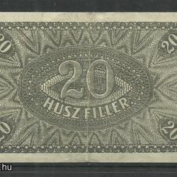 1920.- Húsz fillér - papírpénz - használt