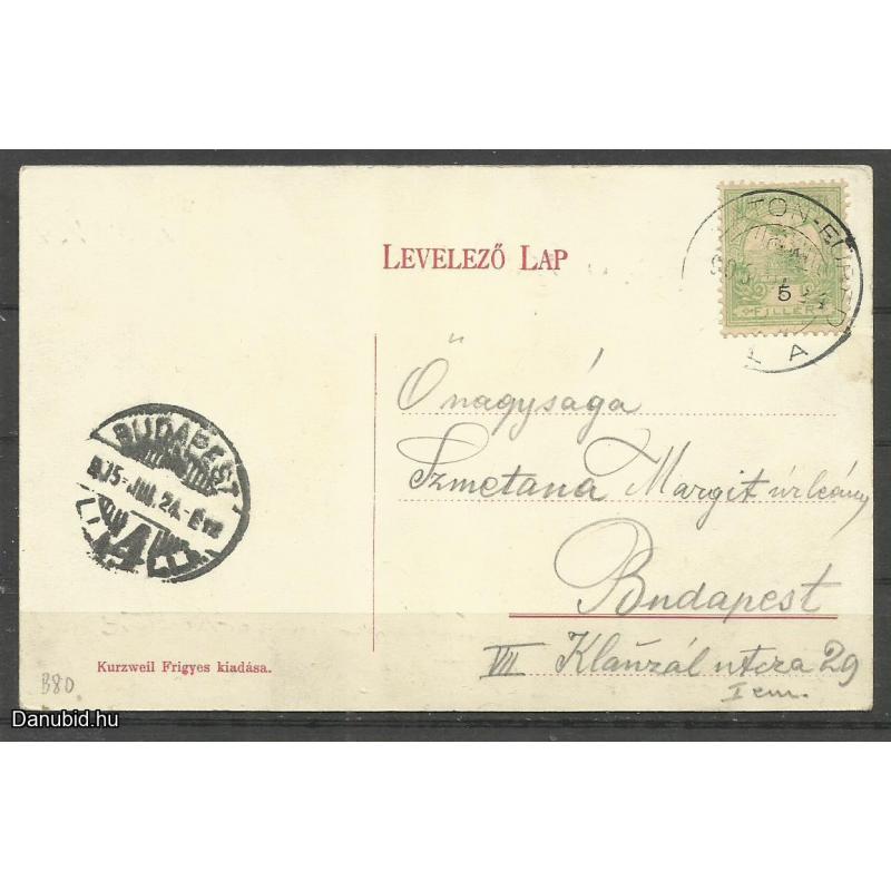 1905. - Gőzhajó állomás és uszodal - futott -képeslap - Balatonfüred