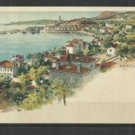 1900.- Menton / Franciaország - Hosszú címzéses antik litho képeslap