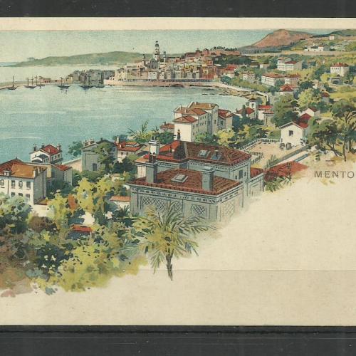 1900.- Menton / Franciaország - Hosszú címzéses antik litho képeslap