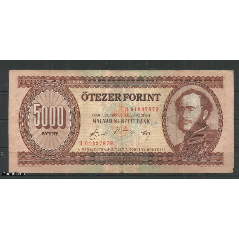 1990.- 5000 forint - H sorozat - használt
