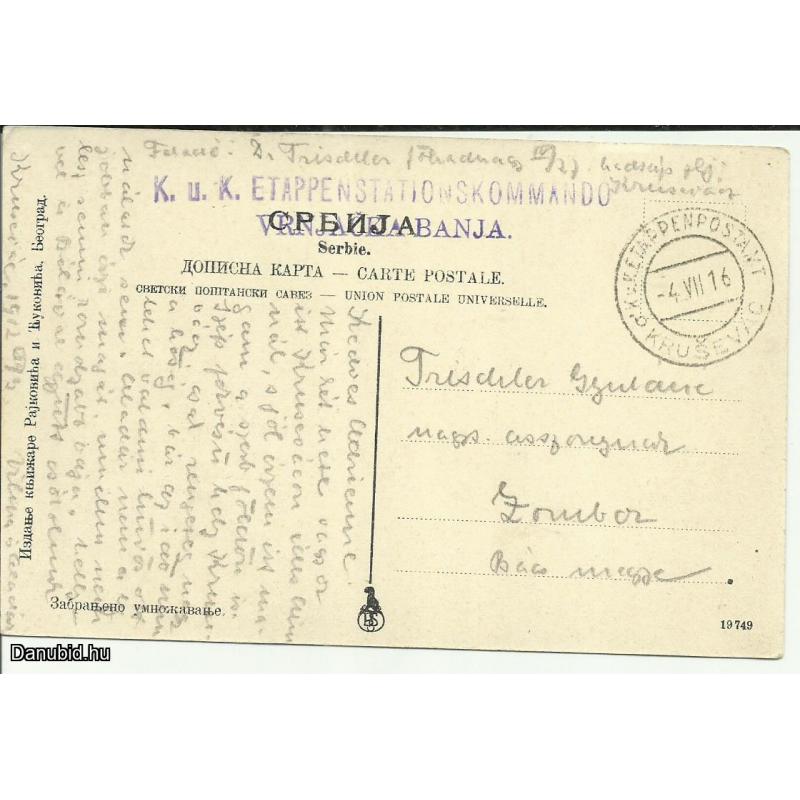 1912.- Szerbia - képeslap-Futott -K.u-K.- Bain de Vrntse - Krusevac