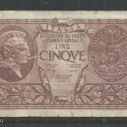 1944 .- Olaszország 5 líra -  használt