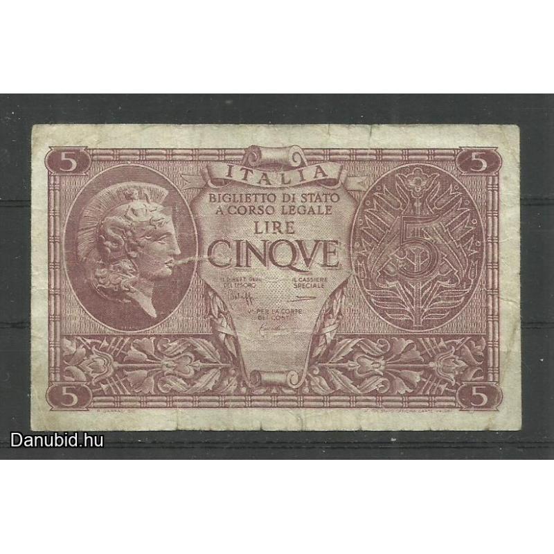 1944 .- Olaszország 5 líra -  használt