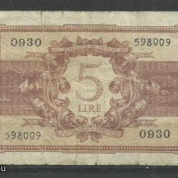 1944 .- Olaszország 5 líra -  használt