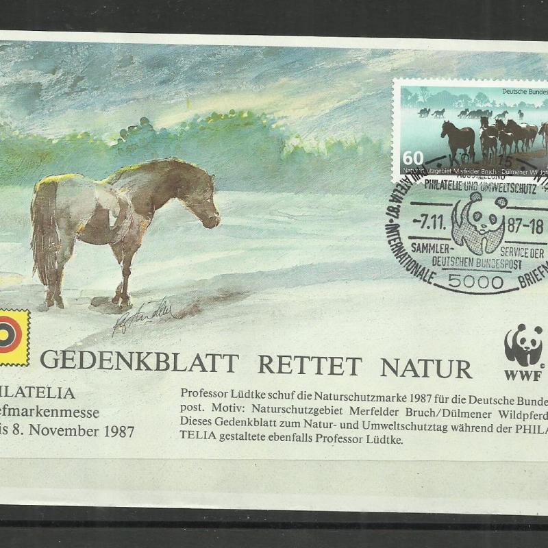 1987.- Németország - emléklap - MNH/** - vadlovak - musztáng