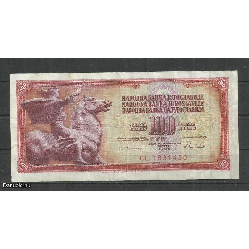 1986.- 100 Jugoszláv dinár - használt
