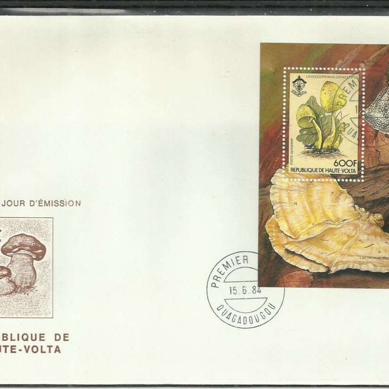 1984.- Felső Volta - Burkina Faso - blokk + sor - F.D.C. - Gombák