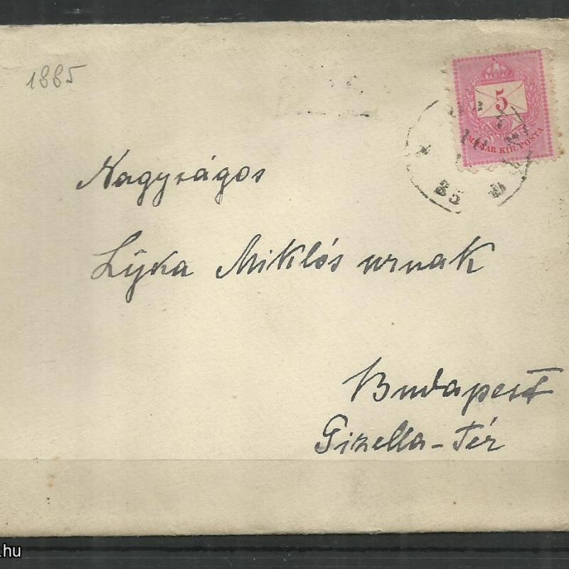 1885.- Levél - Budapest - Kis -Korpád -színes számu 5 kr bélyeg