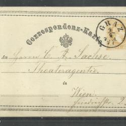 1871.- levelezőlap - futott - díjjegyes 2 kr - Graz