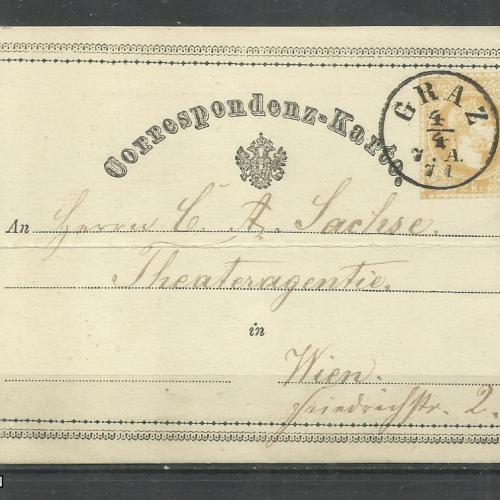1871.- levelezőlap - futott - díjjegyes 2 kr - Graz