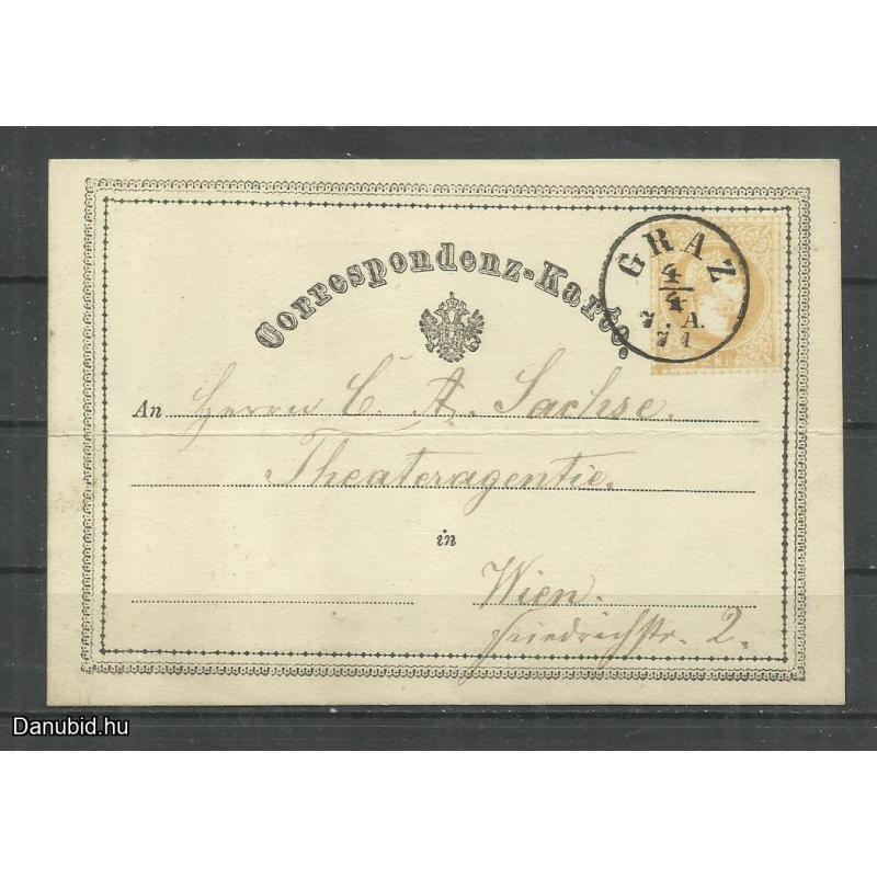 1871.- levelezőlap - futott - díjjegyes 2 kr - Graz