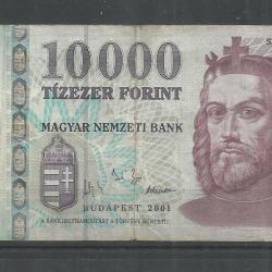 2001.- 10000 forint - használt állapot