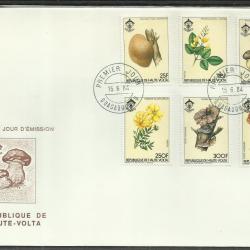 1984.- Felső Volta - Burkina Faso - blokk + sor - F.D.C. - Gombák