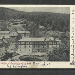 1905.- Üdvözlet Feketehegy-fürdőből - futott képeslap