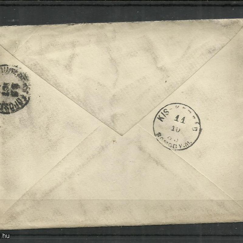 1885.- Levél - Budapest - Kis -Korpád -színes számu 5 kr bélyeg