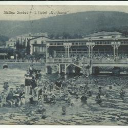 1906.- Abbázia - futott képeslap - Hotel és fürdő