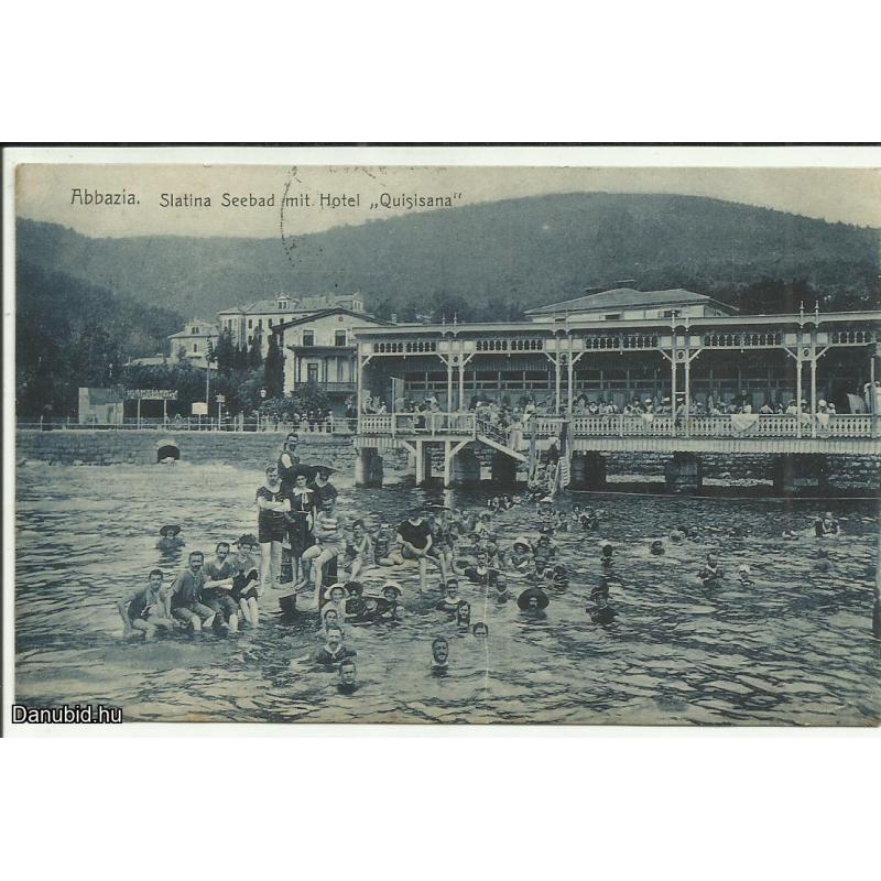 1906.- Abbázia - futott képeslap - Hotel és fürdő