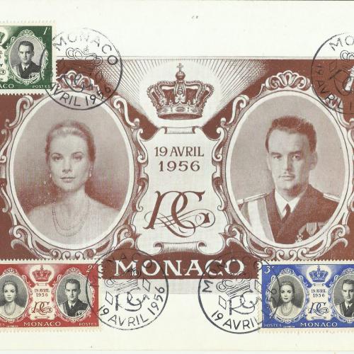 1956.- Monaco - képeslap - Grace Kelly és Rainier herceg esküvője