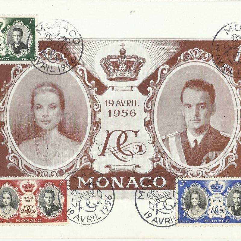 1956.- Monaco - képeslap - Grace Kelly és Rainier herceg esküvője