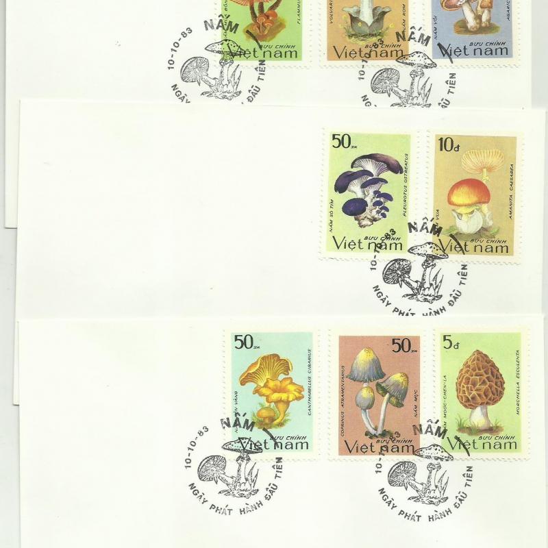 1983.- Vietnám - F.D.C. - gombák - 3 db