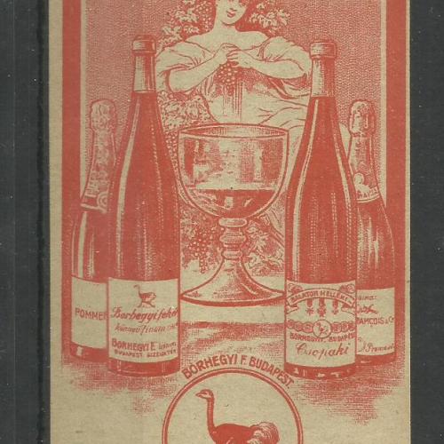 1920.-  1 db számolócédula - Borhegyi F. - Borkereskeddő - I.