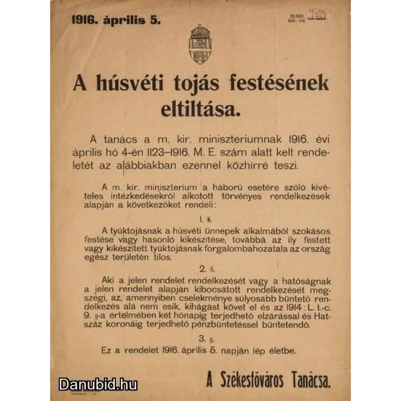 1919.-Tojás festési tilalom