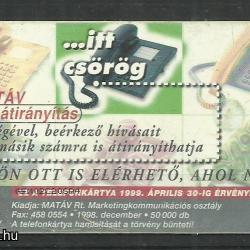 1998.- MATÁV - Magyar Telefonkártya - itt hívják ... itt csörög