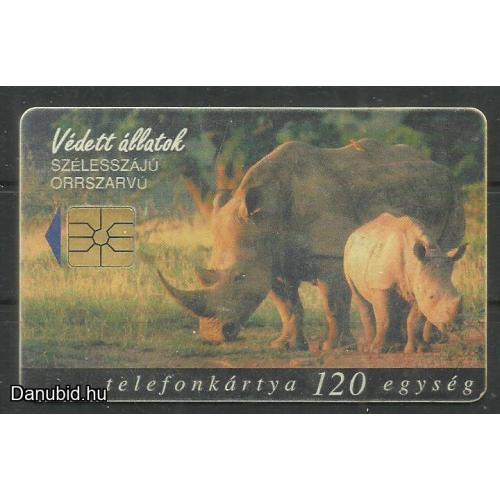 1998.- Védett állatok - Magyar Telefonkártya -Orrszarvú